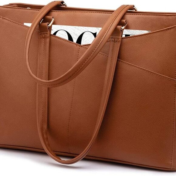 Handbags - Laptop Tote Bag for Women 15.6 Inch Waterproof Leather Computer Bags Women Busin